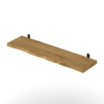 Chunky Live Edge Shelf with "L" Metal Bracket Kit - Pine - L20 x W90 x H2.5 cm - Antique Wax