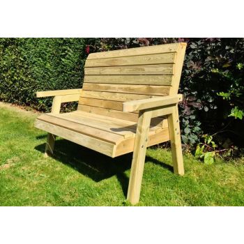Clover 2 Seat Garden Bench - Swedish Redwood - L69 x W112 x H98 cm - Minimal Assembly Required