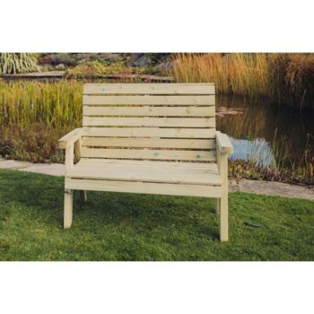 Clover 2 Seat Garden Bench - Swedish Redwood - L69 x W112 x H98 cm - Minimal Assembly Required