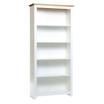 Capri Tall Bookcase - MDF/Pine - 80 x 29.6 x 176.6 cm - White/Antique Waxed Pine