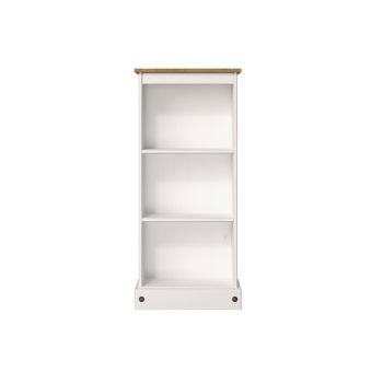 Low Narrow Bookcase - Pine - L20 x W46 x H103.6 cm - White Wax/Antique Waxed Pine - Flat Packed