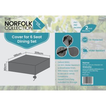 Cover Easton 6 Seater Dining - Oxford 300D Polyester - L235 x W230 x H80 cm - Grey