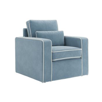 Diego Chair - Velvet - L87 x W89 x H91 cm - Ice Blue/Ivory - Partially Assembled