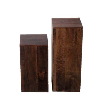 Dakota Lamp (Set of 2) Large - Mango Wood - L24 x W24 x H60 cm - Dark Finish
