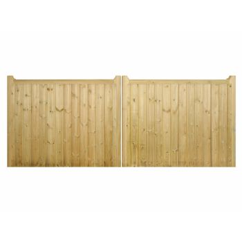 Drayton Square Top Low Double Driveway Gate - Pressure Treated Scandinavian Redwood - W2400 x H950 mm