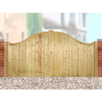 Drayton Low Shaped Top Double Gate - Pressure Treated Scandinavian Redwood - W2400 x H1250 mm