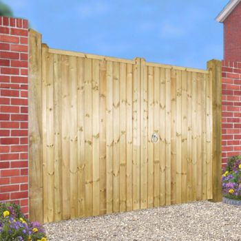 Drayton Square Top Tall Double Driveway Gate - Pressure Treated Scandinavian Redwood - W2700 x H1800 mm