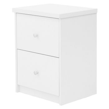 2 Drawer Bedside Cabinet - Metal - L33.5 x W40.8 x H53.6 cm - White - Flat Packed