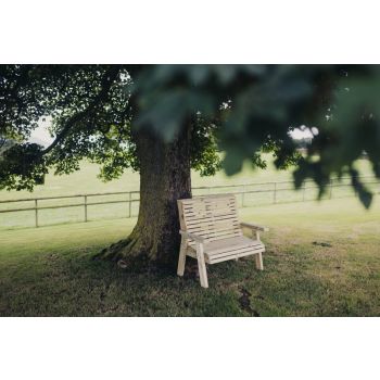 Ergonomical 2 Seater Bench, Wooden Garden Furniture - L75 x W120 x H105 cm - Partially Assembled