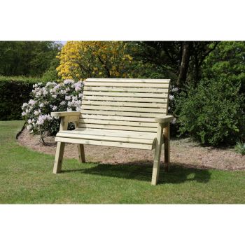 Ergonomical 2 Seater Bench, Wooden Garden Furniture - L75 x W120 x H105 cm - Partially Assembled