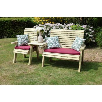 Ergo Trio Set Straight Tray - Timber - L75 x W220 x H105 cm - Set of Waterproof Cushions Included