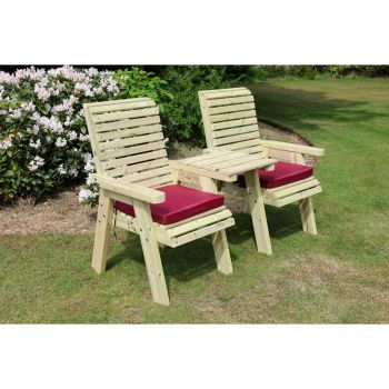 Ergonomical Companion Seat, Love Seat Chair Set - L74 x W170 x H105 cm - Fully Assembled - Set of Waterproof Cushions Included