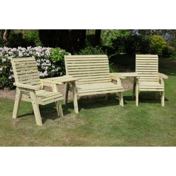 Multi Set, Wooden Garden Table and Chairs - L100 x W370 x H105 cm - Fully Assembled
