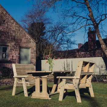 Ergo Table Bench Set - Sits 4, Wooden Alfresco Garden Dining Furniture Set - L250 x W180 x H103 cm - Min. Assembly Required