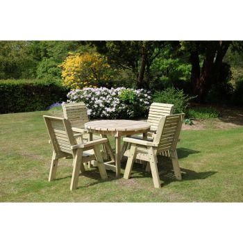 Ergo 4 Seater Round Table Set - Timber - Partially Assembled