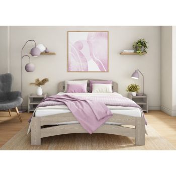 Dala Bed Frame 4 Feet 6 Inch - Wood - L197 x W143 x H80 cm - Desert Grey