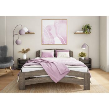 Dala Bed Frame 4 Feet 6 Inch - Wood - L197 x W143 x H80 cm - Space Grey
