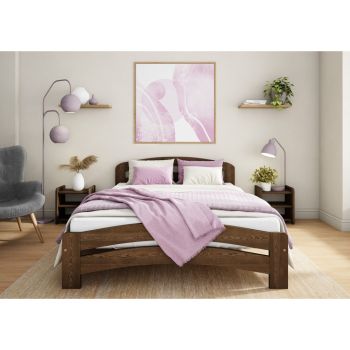 Dala Bed Frame 4 Feet - Wood - L197 x W128 x H80 cm - Palisander