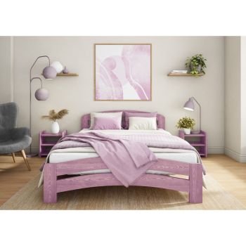 Dala Bed Frame 4 Feet - Wood - L197 x W128 x H80 cm - Purple Lilac
