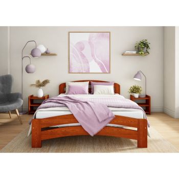 Dala Bed Frame 6 Feet - Wood - L207 x W188 x H80 cm - Brunette
