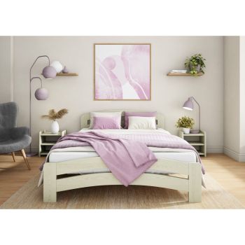 Dala Bed Frame 6 Feet - Wood - L207 x W188 x H80 cm - Feather