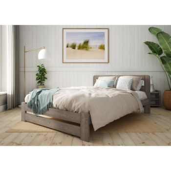 Aurora Bed Frame 4 Feet - Wood - L197 x W128 x H80 cm - Space Grey