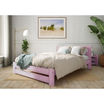 Aurora Bed Frame 5 Feet - Wood - L207 x W161 x H80 cm - Purple Lilac