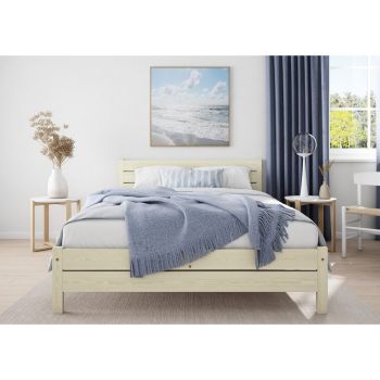Alva Bed Frame 4Ft6 - Wood - L197 x W146 x H90 cm - Feather