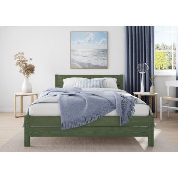 Alva Bed Frame 4 Feet - Wood - L197 x W128 x H90 cm - Midnight Green