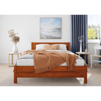Alva Bed Frame 6 Feet - Wood - L207 x W188 x H90 cm - Brunette