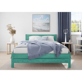 Alva Bed Frame 6 Feet - Wood - L207 x W188 x H90 cm - Denim