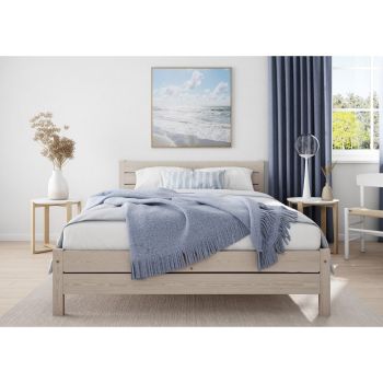 Alva Bed Frame 6 Feet - Wood - L207 x W188 x H90 cm - Desert Grey
