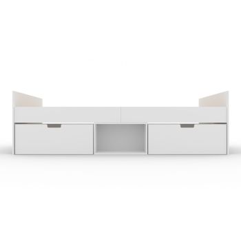 3 Feet Flash Single Cabin Bed with 2 Drawers - L196 x W95 x H50 cm - White - Assembly Required