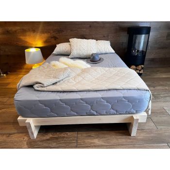 Super King Size Bed Frame - Wood - L209 x W182 x H25.5 cm - Untreated