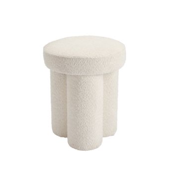 Fargo Stool - Textured Boucle - L38 x W38 x H46 cm - Snow - Full Assembly Required