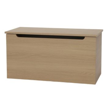 Ottoman Storage Chest - Metal - L38 x W80 x H41 cm - Smoke Oak Effect - Flat Packed