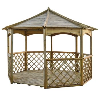 Buckingham Gazebo with Assembly - L357 x W357 x H278 cm - Pressure treated