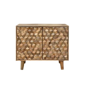 Geometric Small Sideboard - Mango Wood - L45 x W93 x H77 cm - Mango Light Finish