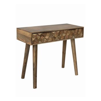 Geometric Console Table 2 Drawer - Mango Wood - L40 x W91 x H76 cm - Light Finish - Assembly Required