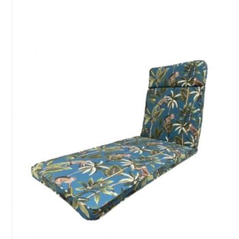 Tropical Sunlounger Cushion - L198 x W60 x H5 cm - Blue