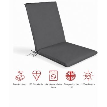 SP Low Back Recliner Pad Cushion - L100 x W43 x H6 cm - Grey