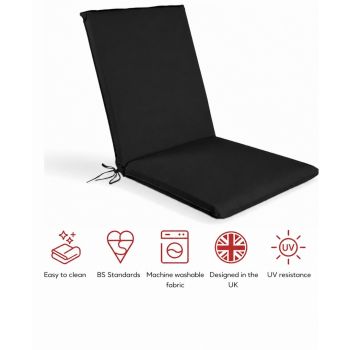 SP Low Back Recliner Pad Cushion - L100 x W43 x H6 cm - Black