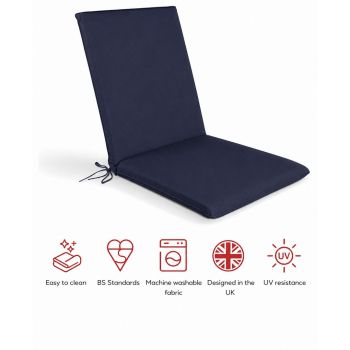 SP Low Back Recliner Pad Cushion - L100 x W43 x H6 cm - Navy
