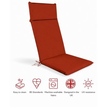 SP High Back Recliner Pad Cushion - L116 x W49 x H6 cm - Terracotta