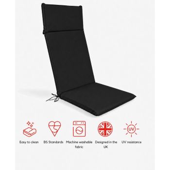 SP High Back Recliner Pad Cushion - L116 x W49 x H6 cm - Black