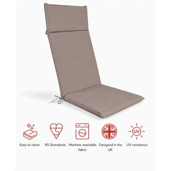 SP High Back Recliner Pad Taupe - L116 x W49 x H6 cm
