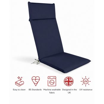 SP High Back Recliner Pad Cushion - L116 x W49 x H6 cm - Navy
