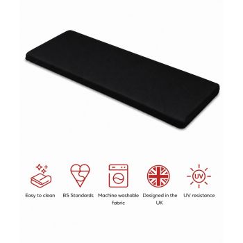 SP 3 Seater Bench Pad Cushion - L143 x W48 x H6 cm - Black