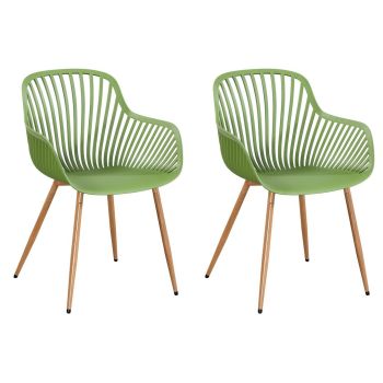 Pair of Sunray Bistro Garden Arm Chairs - Plastic/Metal - L52 x W58 x H86 cm - Moss Green - Part Assembled