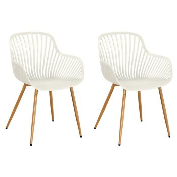 Pair of Sunray Bistro Garden Arm Chairs - Plastic/Metal - L52 x W58 x H86 cm - White - Part Assembled